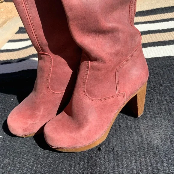 Sanita Plum Suede Wooden Clog Tall Boots size 6.5 - Picture 4 of 9